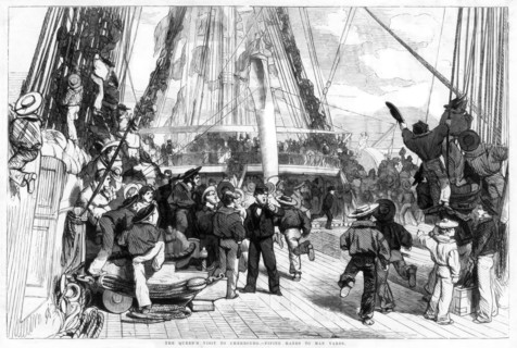 'The Queen's Visit to Cherbourg - Piping Hands to Man Yards', 1858. Artist: Unknown