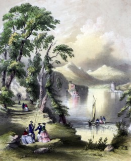 The Lake of Killarney with the ruins of Innisfallen Abbey, Ireland, 19th century.Artist: John Brandard