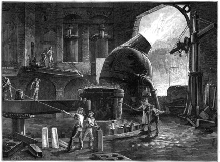 The Bessemer process for the mass-production of steel, c1880.Artist: CJB