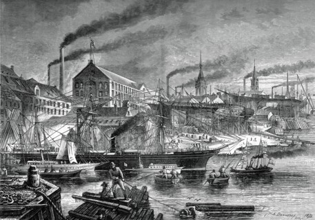 Shipyards and shipping on the Clyde, c1880.Artist: V Dutertre