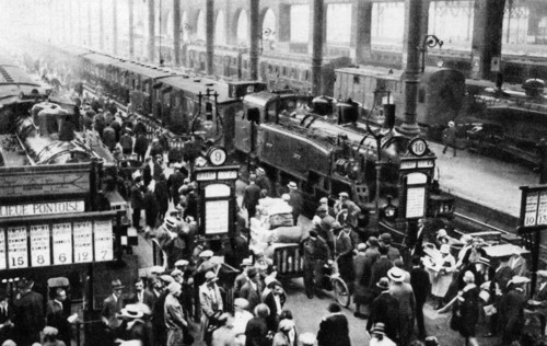 Arrival of Train at North Station, Paris, 1931.Artist: Ernest Flammarion
