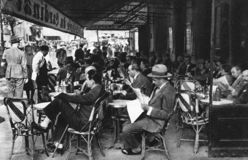 People at a pavement cafe, Paris, 1931.Artist: Ernest Flammarion