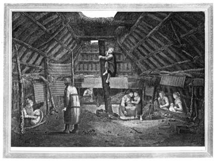 'Inside of a House in Oonalashka', c1776-1779.Artist: Walker