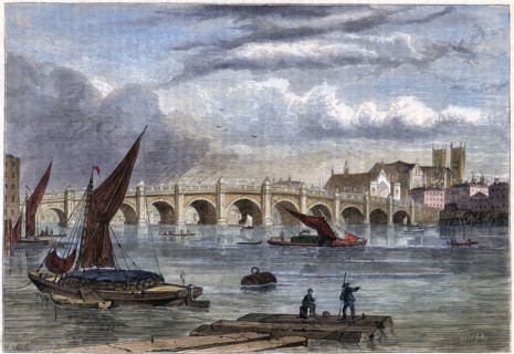 'Old Westminster Bridge in 1754', 19th century. Artist: Unknown
