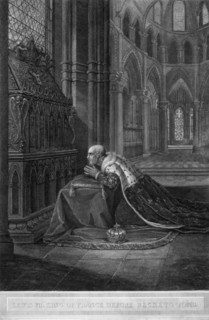 Louis VII, King of France before Becket's tomb, Canterbury Cathedral, 12th century (1800).Artist: W Sharp