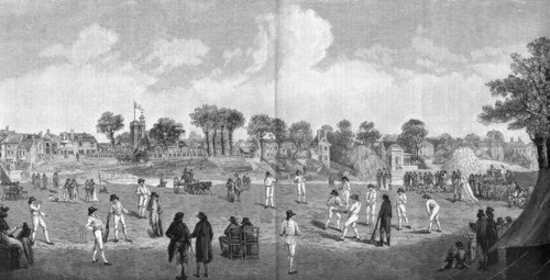 Cricket at Moulsey Hurst, 1890. Artist: Unknown