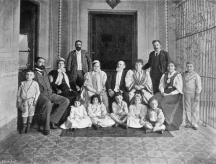 Senor Sáenz Peña and some of his family, on his seventy-third birthday, 1895.Artist: George Meisenbach