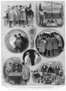 Visit of military officials to the works of the channel tunnel, 1884.Artist: J Nash