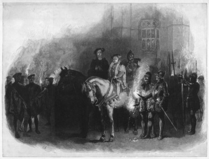King Edward VI and Edward Seymour, Duke of Somerset, Hampton Court, 19th century. Artist: Unknown