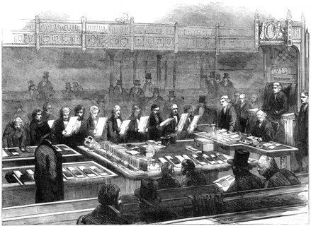 Swearing in members of the new parliament, 19th century. Artist: Unknown