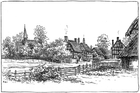Luddington village and new church, Warwickshire, 1885.Artist: Edward Hull
