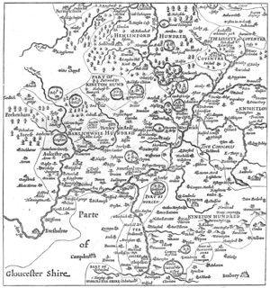 A map of Stratford-upon-Avon and its surrounding areas, 1610 (1885).Artist: Edward Hull