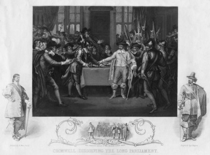Oliver Cromwell (1599-1654) dissolving the Long Parliament, 19th century.Artist: J Rogers