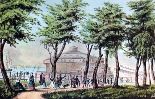 'Castle Garden from the Battery, New York', 1848. Artist: Currier and Ives