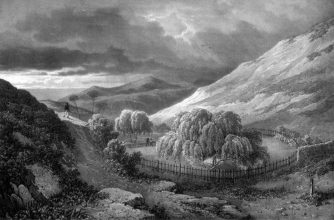 Napoleon Bonaparte's tomb, island of St Helena, 1824.Artist: James Duffield Harding