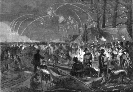 Night secene on the Serpentine, London, 19th century. Artist: Unknown