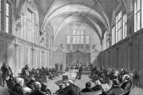 The London school-board's new office on the Thames Embankment, London, 1875. Artist: Unknown
