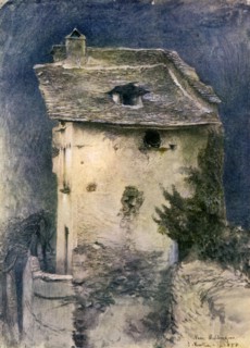 A dilapidated cottage, 19th century.Artist: John Ruskin