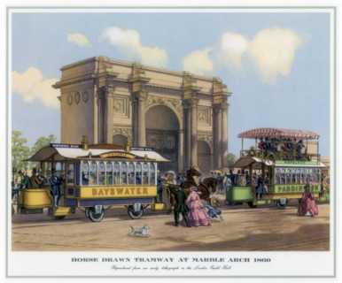 'Horse Drawn Tramway at Marble Arch', 1860. Artist: Unknown