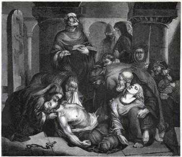'The Burial of Harold at Waltham Abbey', (1847). Artist: Frederick Richard Pickersgill