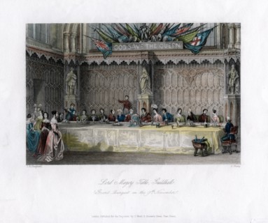 The Lord Mayor's table, grand banquet, Guildhall, City of London, 19th century.. Artist: J Shury