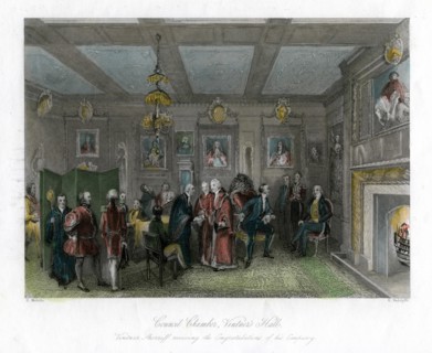Council chamber, Vintners' Hall, City of London.Artist: E Redclyffe