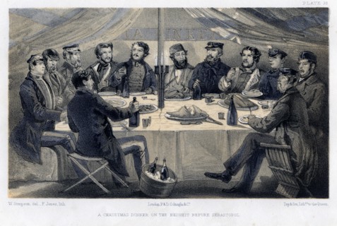A christmas dinner on the hights before Sebastopol, c1850.Artist: William Simpson