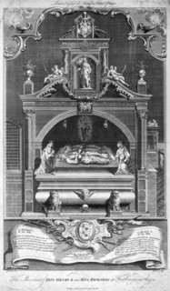 The monument of King Henry II and Richard I at Fontevrault in Anjou, 1786.Artist: Goldar