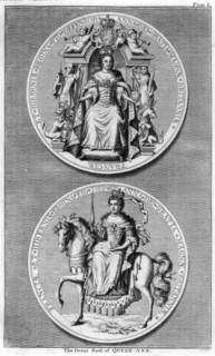 The great seal of Queen Anne of Great Britain.Artist: J Mynde