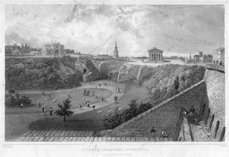 St James' Cemetery, Liverpool, looking north, 19th century.Artist: Thomas Mann Baynes