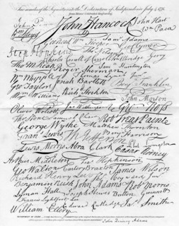 Facsimile of the Signatures to the Declaration of Independence, 4 July 1776. Artist: Unknown