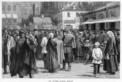 'Old Clothes Market, Moscow', c19th century. Artist: Unknown