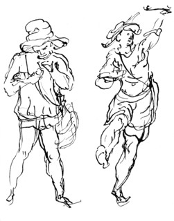 Figures designed by Inigo Jones for the masque, 1893. Artist: Unknown