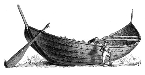 Boat for fourteen pairs of oars, found at Nydam, Jutland, 1892. Artist: Unknown