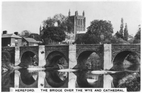The bridge over the Wye and cathedral, Hereford, 1936. Artist: Unknown