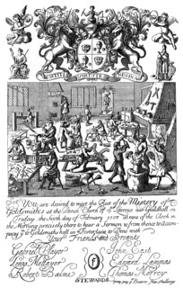 Invitation to a meeting of the Goldsmiths' Company, 1707, (1894). Artist: Unknown