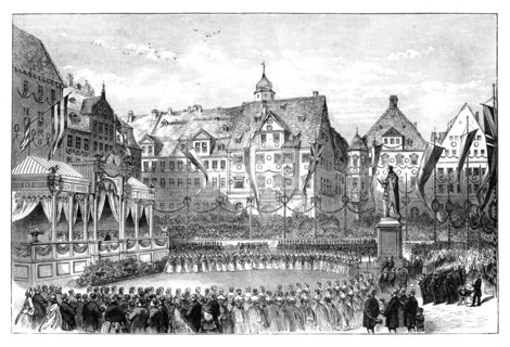 Queen Victoria unveiling a statue of Prince Albert, Coburg, Germany, 1865. Artist: Unknown