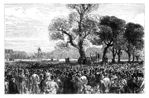 Great demonstration at the Reformers Tree in Hyde Park, London, mid 19th century. Artist: Unknown