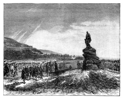 Queen Victoria unveiling a statue of Prince Albert at Balmoral, Scotland, 1860s. Artist: Unknown