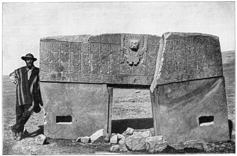 Eastern aspect of the monolithic gate of Akapana, Tiahuanaco, Bolivia, 1901. Artist: Unknown