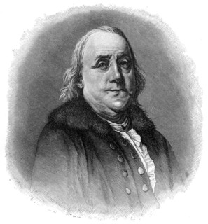 Benjamin Franklin, 18th century American scientist, inventor and statesman, (1901). Artist: Unknown