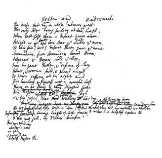 An extract from the original manuscript of Pope's translation of Homer, 18th century, (1840). Artist: Unknown