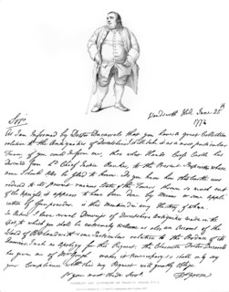 A letter and portrait of Francis Grose, 1772, (1840).Artist: Francis Grose