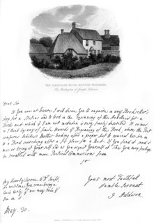 A letter from Addison, and a view of his birthplace, late 17th-early 18th century, (1840). Artist: Joseph Addison