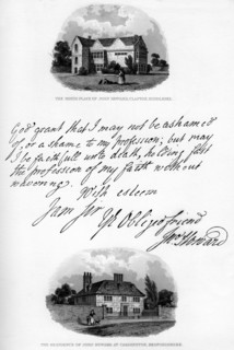 A letter by John Howard, and a view of his residence at Cardington, mid-late 18th century, (1840). Artist: John Howard
