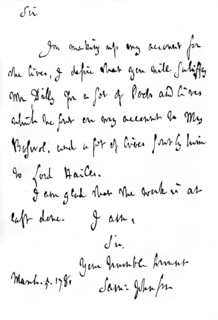 A letter from Dr Johnson, on his finishing the Lives of the Poets, c1780, (1840).  Artist: James Boswell