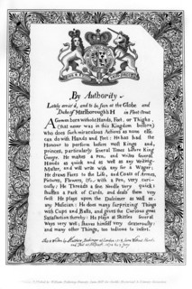 Calligraphic exhibition bill of Matthew Buchinger, 'Dwarf of Nurnburg', 1717, (1840). Artist: Matthew Buchinger