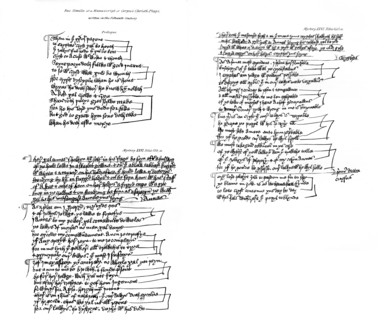 Prologues and text from the manuscript of Corpus Christi plays, 15th century, (1840). Artist: Unknown