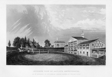 Interior view of Astley's Amphitheatre in London as it appeared in 1777, (1840).Artist: William Capon