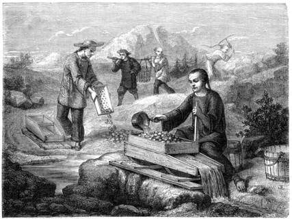 'Chinese miners', California, 19th century.Artist: Gustave Adolphe Chassevent-Bacques